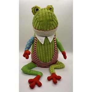 Les Deglingos CROAKOS FROG 11" Plush Green Ribbed Corduroy Stuffed Toy